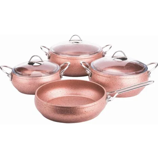 Rose Gold 7 Pcs Granite Casserole Set