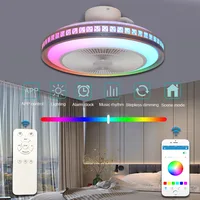 Ceiling Fan with LED Light Bladeless APP Remote Control RGB Ceiling Light with Bluetooth Speaker Dimmable Silent Chandelier Lamp