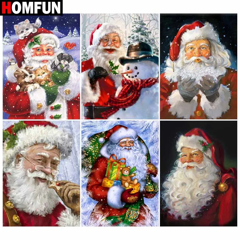 

HOMFUN Full Drill Diamond Painting "Santa Claus Christmas" DIY Picture Of Rhinestone 5D Diamond Embroidery Cross Stitch Decor