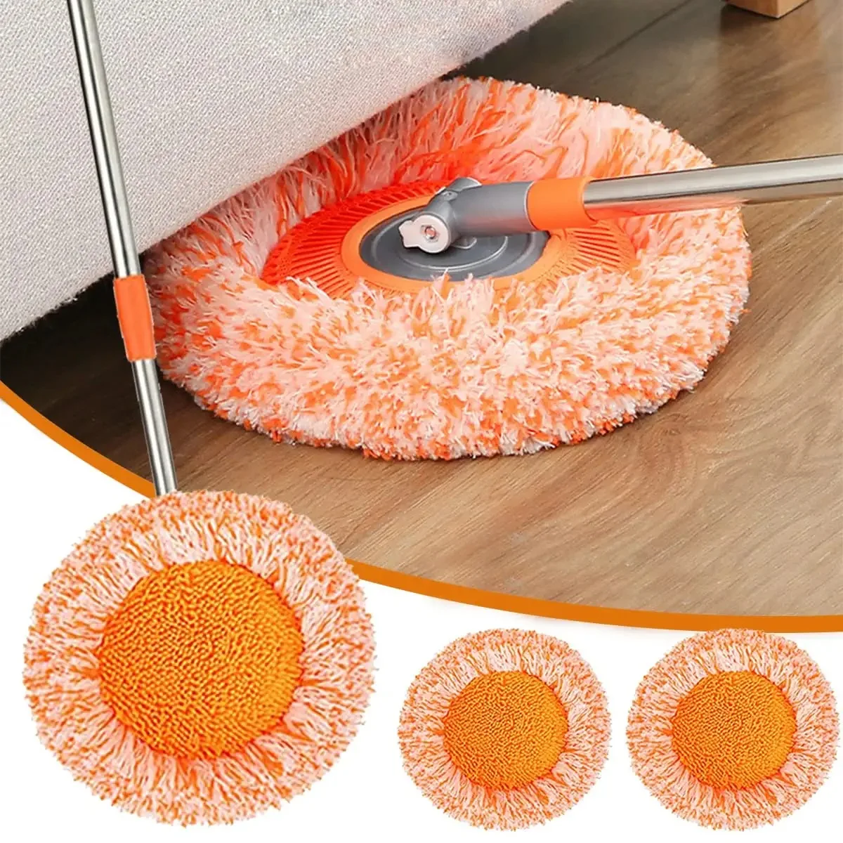 

Dust Mop Wet & Dry Floor Cleaning Microfiber Height Rotating Washable Mops Pad Replacement Spin for Car Wash Round Cleaning Tool