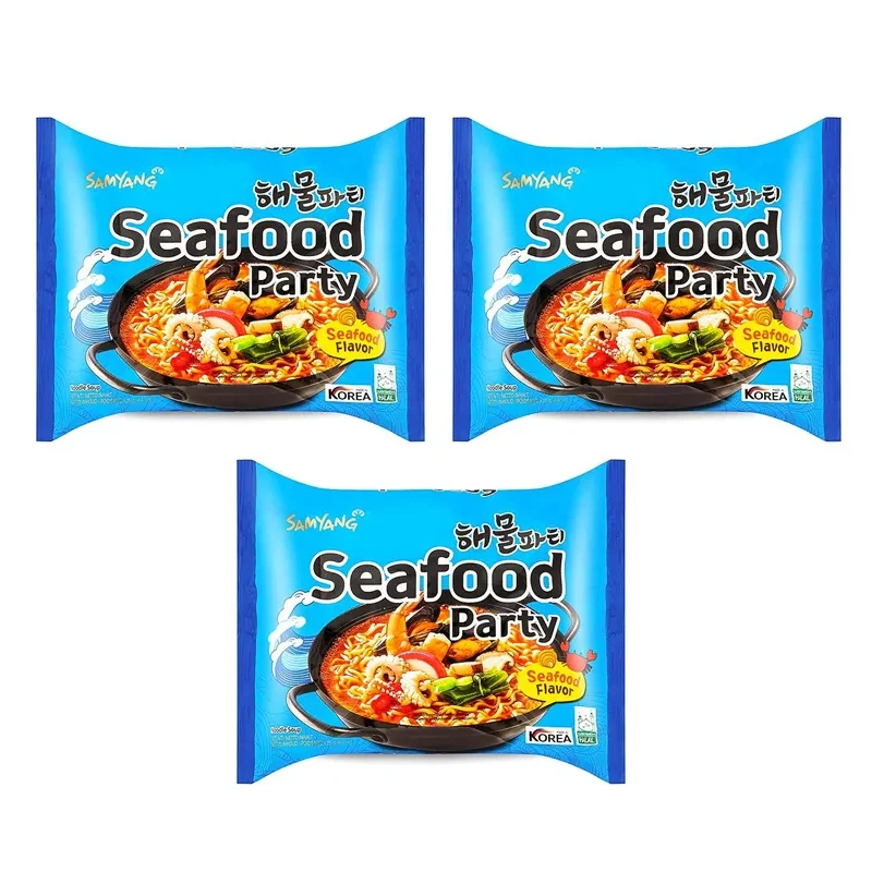 Лапша быстрого приготовления со вкусом морепродуктов Seafood party (3 шт. по 125 г) -