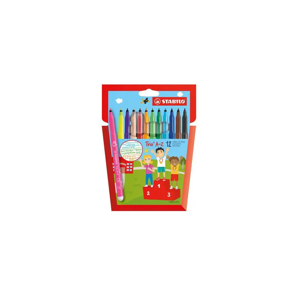 Фломастеры STABILO &quotTrio&quot 12 цветов трехгранная зона обхвата толщина линии 0 7 мм