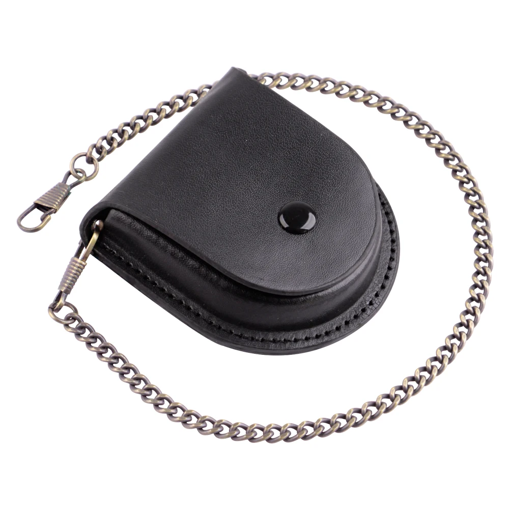 Retro Men's Back Brown/Black Cover Classic Pocket Leather Sleeve Box Holder Storage Box Coin Purse Bag With Chain