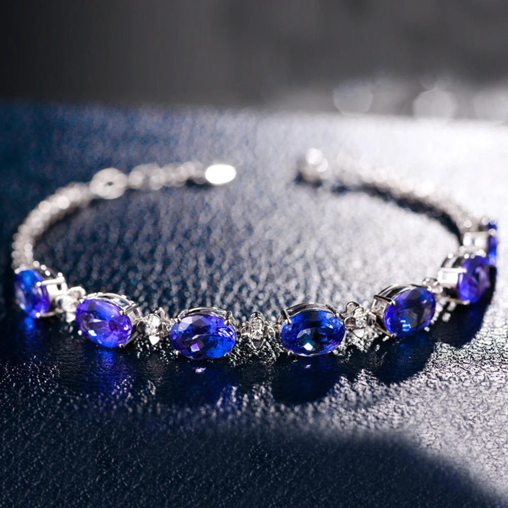 

New Original Design Round Blue Diamond Bracelet Women's Super Sparkling High Carbon Diamond Bracelet Luxury Jewelry Gift Party