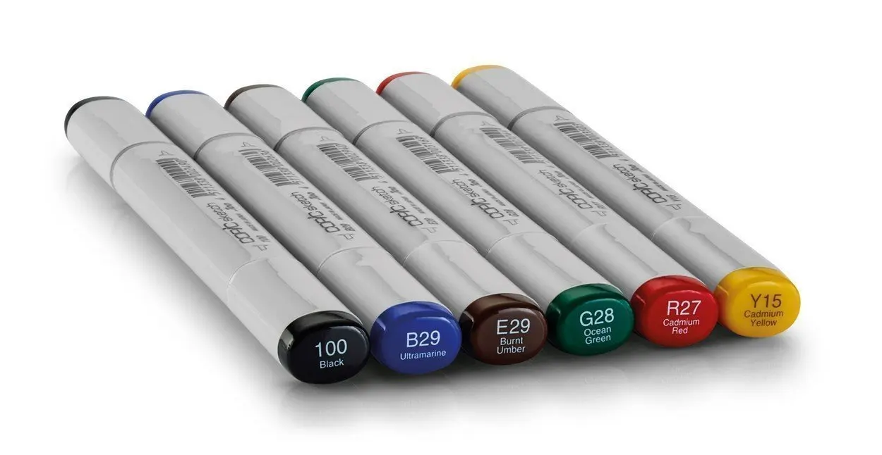Copic Набор маркеров на спиртовой основе основные цвета насыщенные 6 цветов 21075662