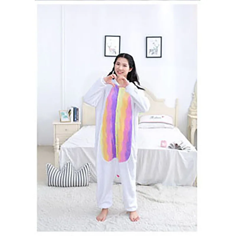 Family Kigurumi Pajamas Rainbow and White Unicorn Animal Onesie Cosplay Costume Pajamas For Kids and Adults