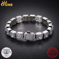 5mm 6 5mm vvs1 color d moissanite bracelet chain for menwomen hip hop jewelry sterling silver 925 bracelet for gifts