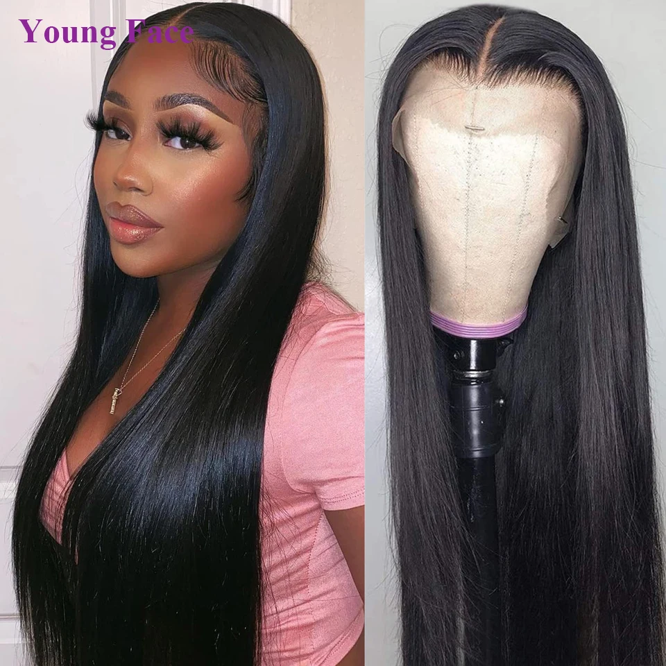5x5 HD Transparent Lace Closure Wig Brazilian Remy Long Straight Hair Wig 32 Inch Pre Plucked Straight Human Hair Wigs For Women
