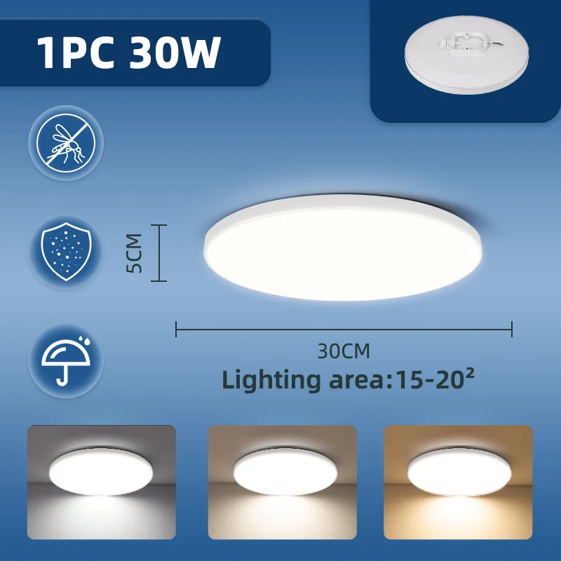 

Водонепроницаемый светодиодный светильник для ванной комнаты, потолочный светильник, светодиодный потолочный светильник 18 Вт, 30 Вт, 40 Вт, золотой потолочный светильник, круглый для кухни, гостиной, туалета, 220 В