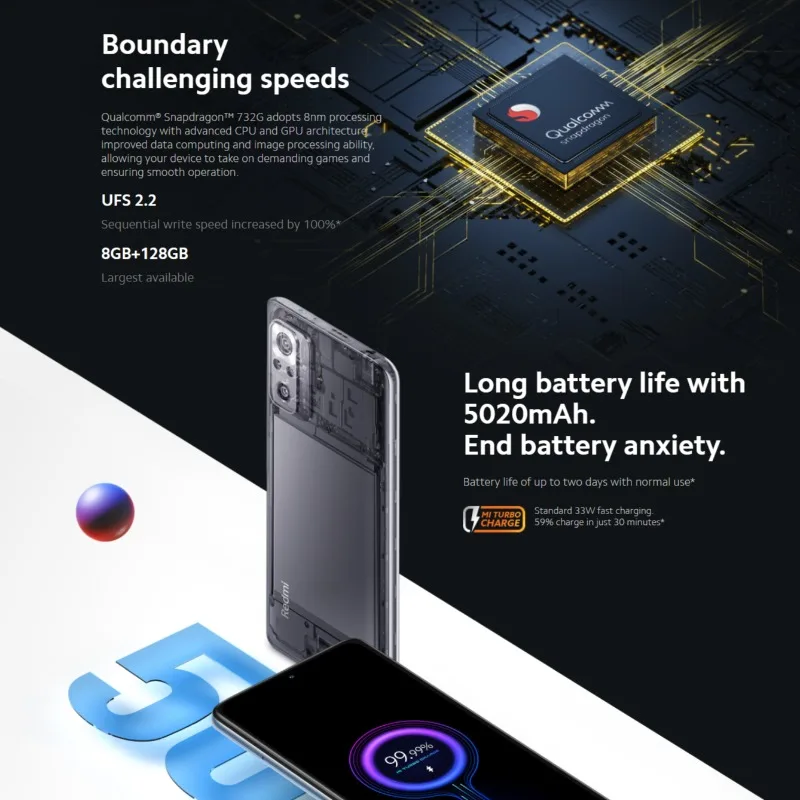 Najtaniej Wersja Globalna Xiaomi Redmi Note 10 Pro LTE 4G - 8GB RAM 128GB NFC - Snapdragon 732G Smartphone Telefon Komórkowy Komórkowy
