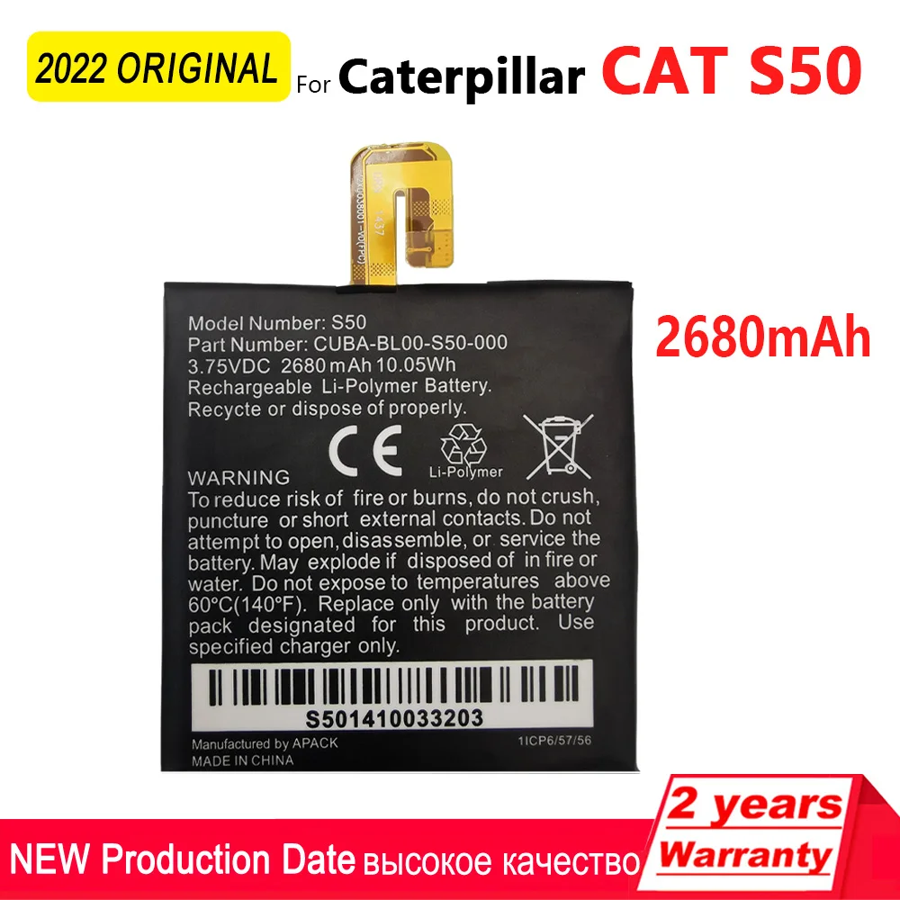 100% Подлинная аккумуляторная батарея для Caterpillar Cat S60 S50 S40 S30 S41 APP-12F-F57571-CGX-111 Batteria
