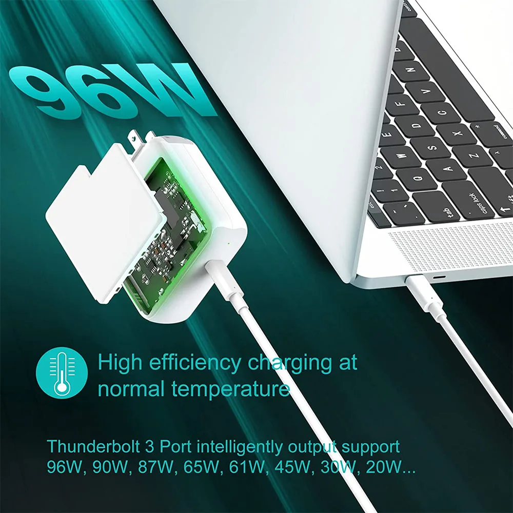 Зарядное устройство USB Type-C на 96 Вт для MacBook Pro 16 15 14 13 дюймов 2021 2020 2017 2019 Air iPad адаптер