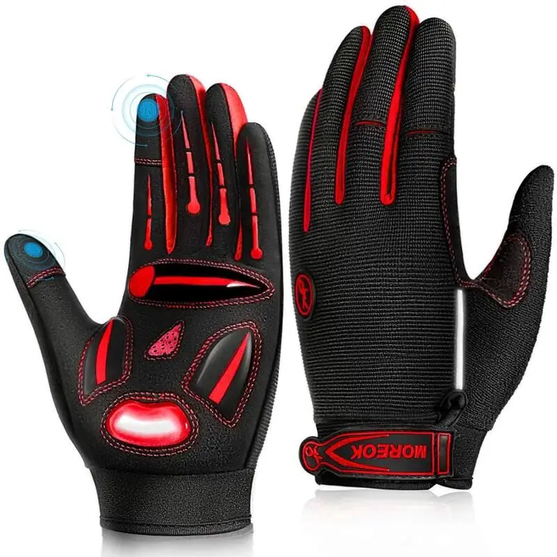 BIKINGMOREOK Cycling Gloves Touchscreen Bike Gloves 5MM Liquid Gel Pads Bicycle Gloves Shock-Absorbing Mountain Bike Gloves Men