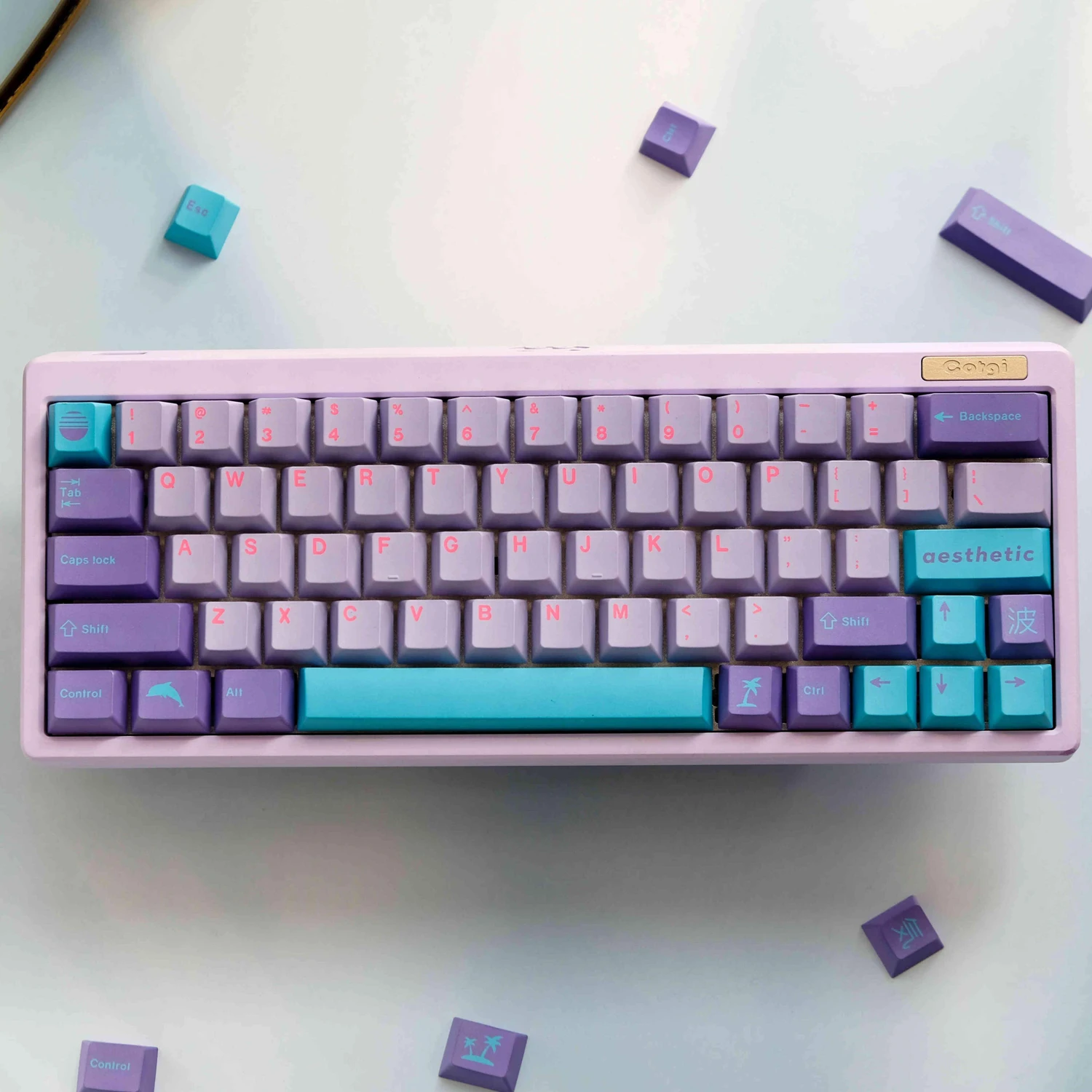 

129 Keys GMK Vaporwave Keycaps Cherry Profile PBT 5-side Dye Sublimation Mechanical Keyboard Keycap MX Switch With 1.75U Shift