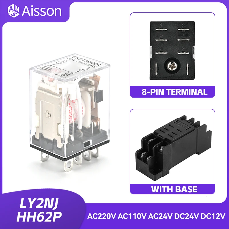 

LY2NJ HH62P 10A промежуточное реле микро маленькое электромагнитное реле постоянный ток 12 в 24 в переменный ток 110 В 220 В 380 В с 8-контактным разъемом PTF08A