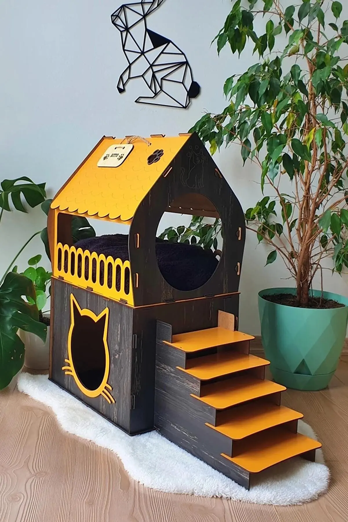 

Decorative Cat House Terraced Duplex Kedi House Disassemble Installed Two layer luxury Kedi Slot cat bed very amaclı bed toy