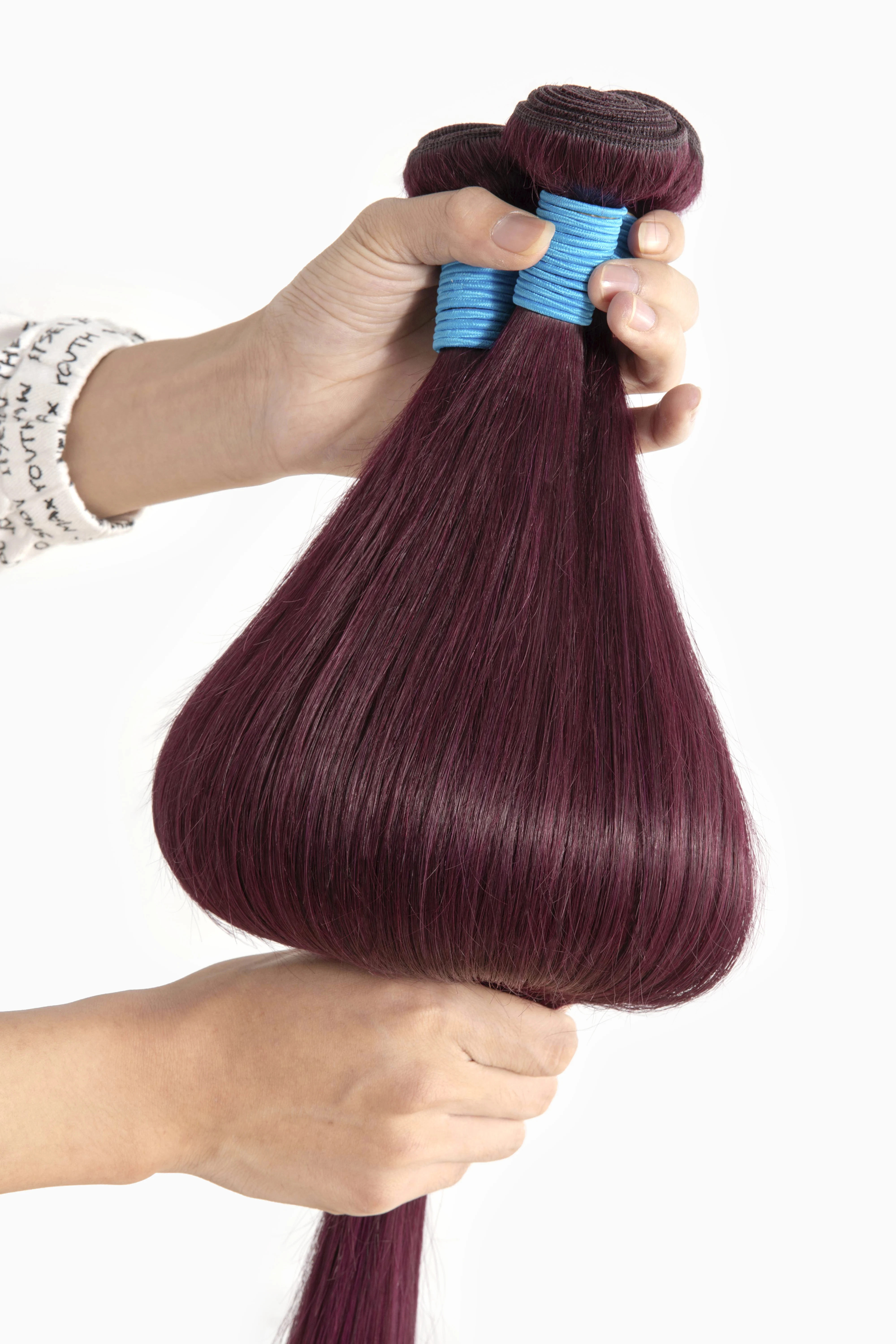 99J Burgundy Human Hair Weave Bundles 3/4 Pieces Pre-colored Brazilian Straight Human Hair Weave Non-Remy Hair Extensions