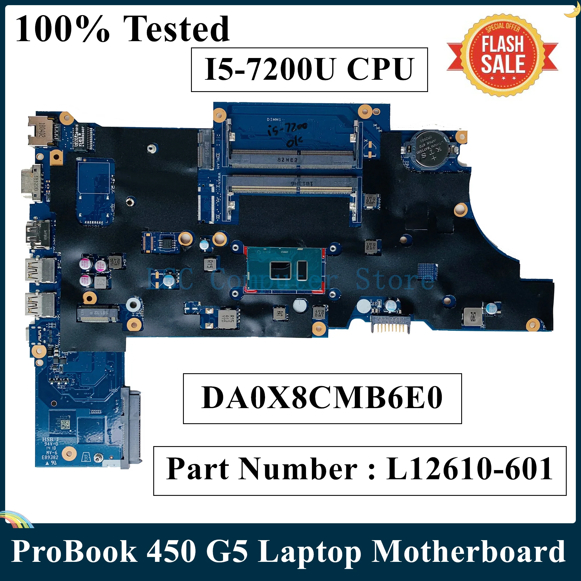 Материнская плата LSC для ноутбука HP ProBook 450 G5 с процессором SR342 Core I5-7200U быстрая