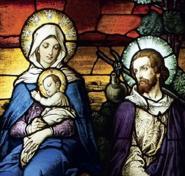 Летающее в Египет витражное стекло страстная икона Божьей Матери настенное