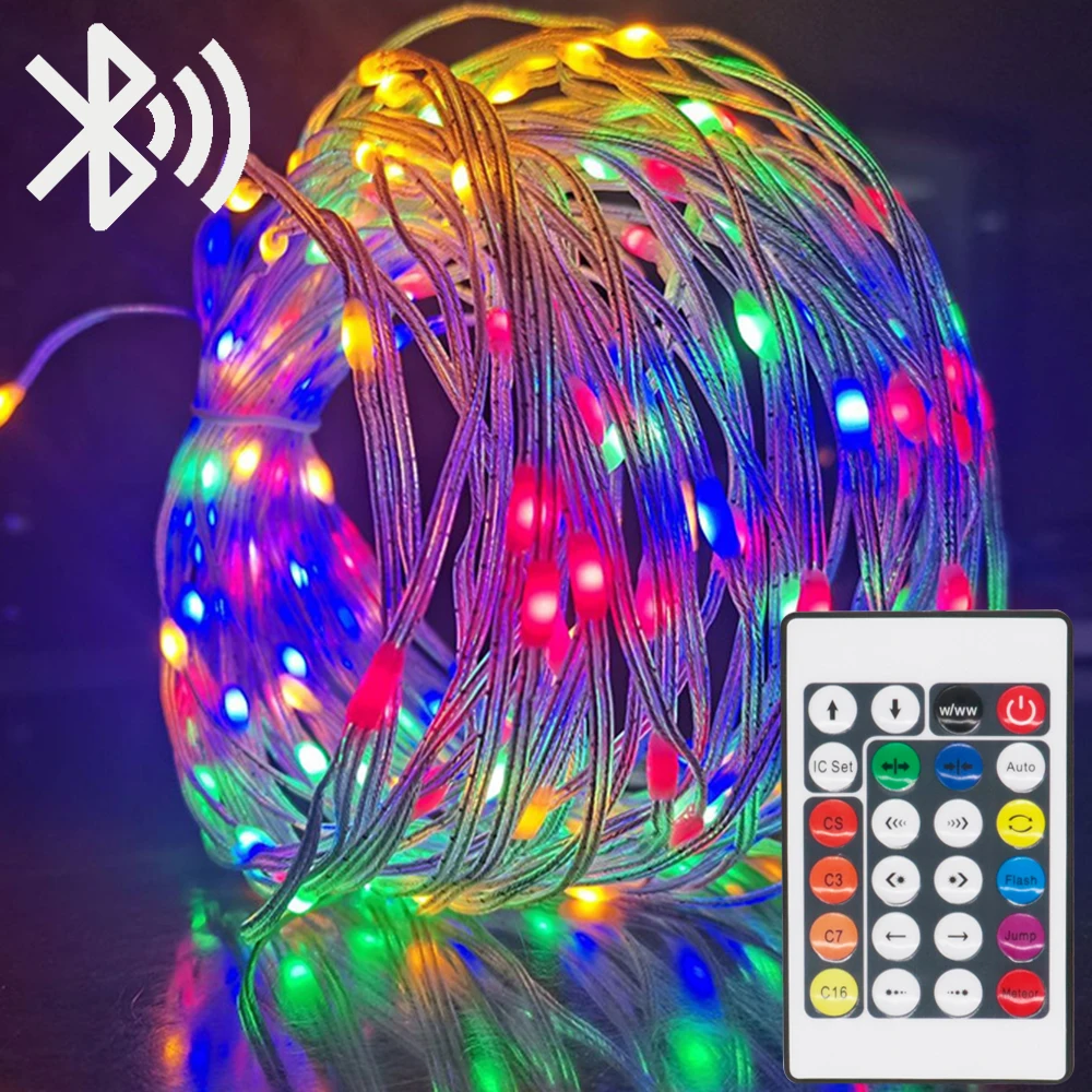 Smart WS2812B New LED Fairy String Light Remote Bluetooth USB Garland Lamp Outdoor Indoor Room Party Christmas Lighting Strings