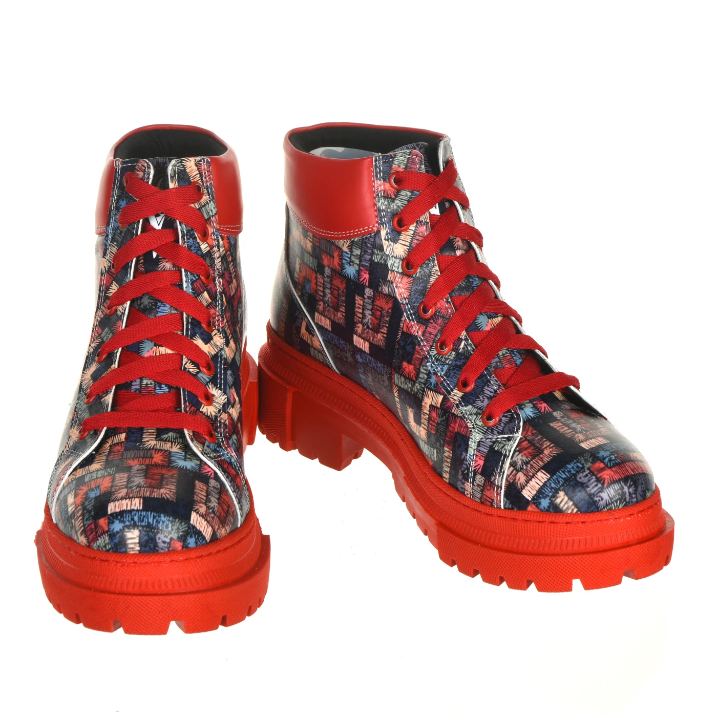 7340 короткие ботинки с лабиринтным узором красного цвета