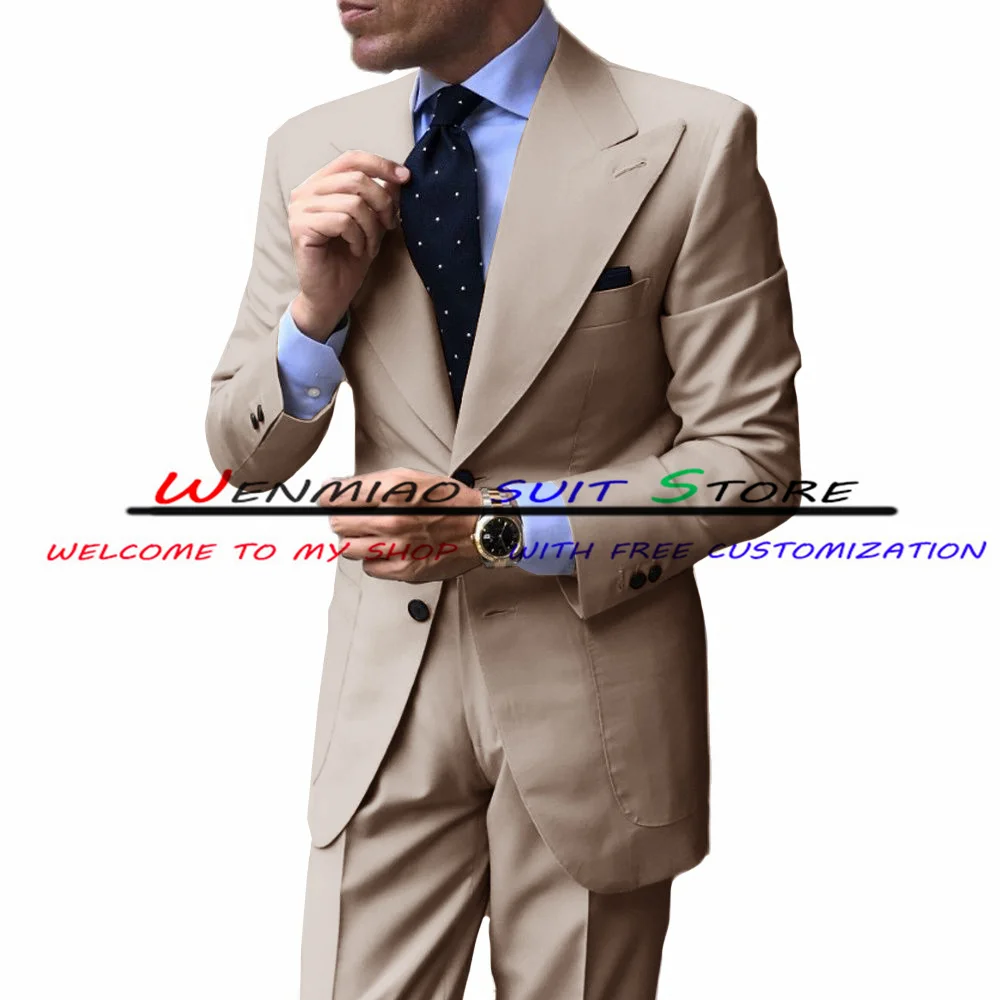 Formal Men's Business Suit 2 Piece Point Lapel Wedding Groom Tuxedo Male Blazer Pants Office Workwear
