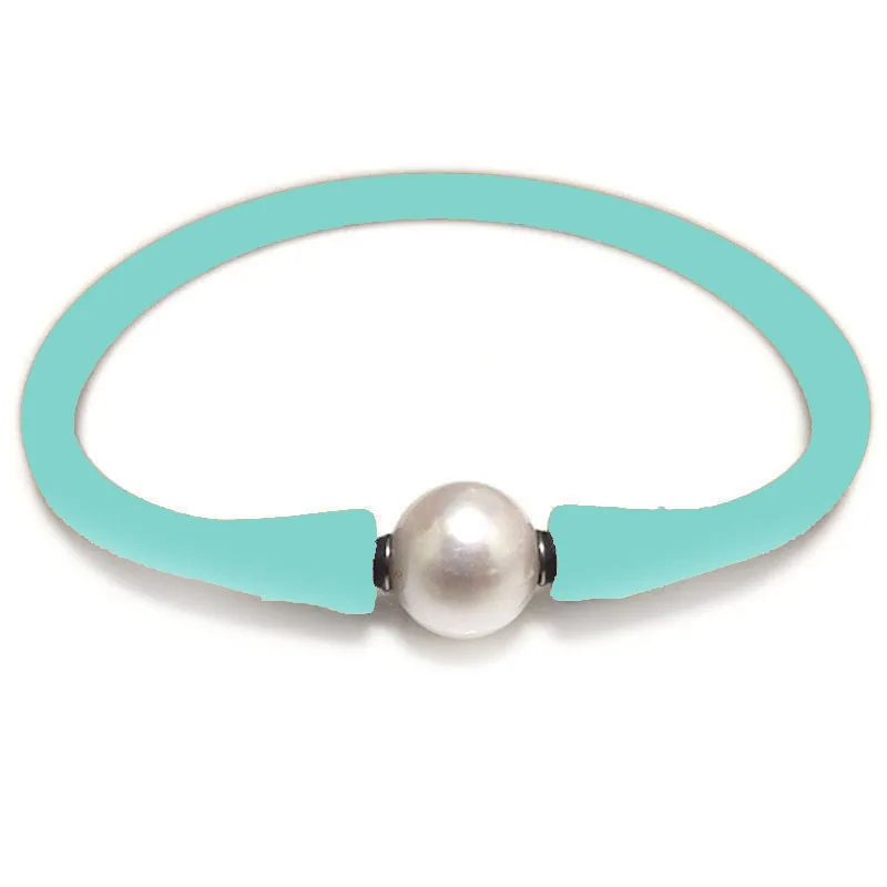 7 5 дюймов 10-11 мм натуральный круглый жемчуг морская пена силиконовый браслет