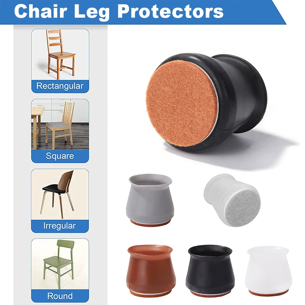Silicone Chair Leg Protectors Reduce Noise Silicone Stool Table Legs Mat Non-slip Floor Table Feet Pads Furniture Legs Caps