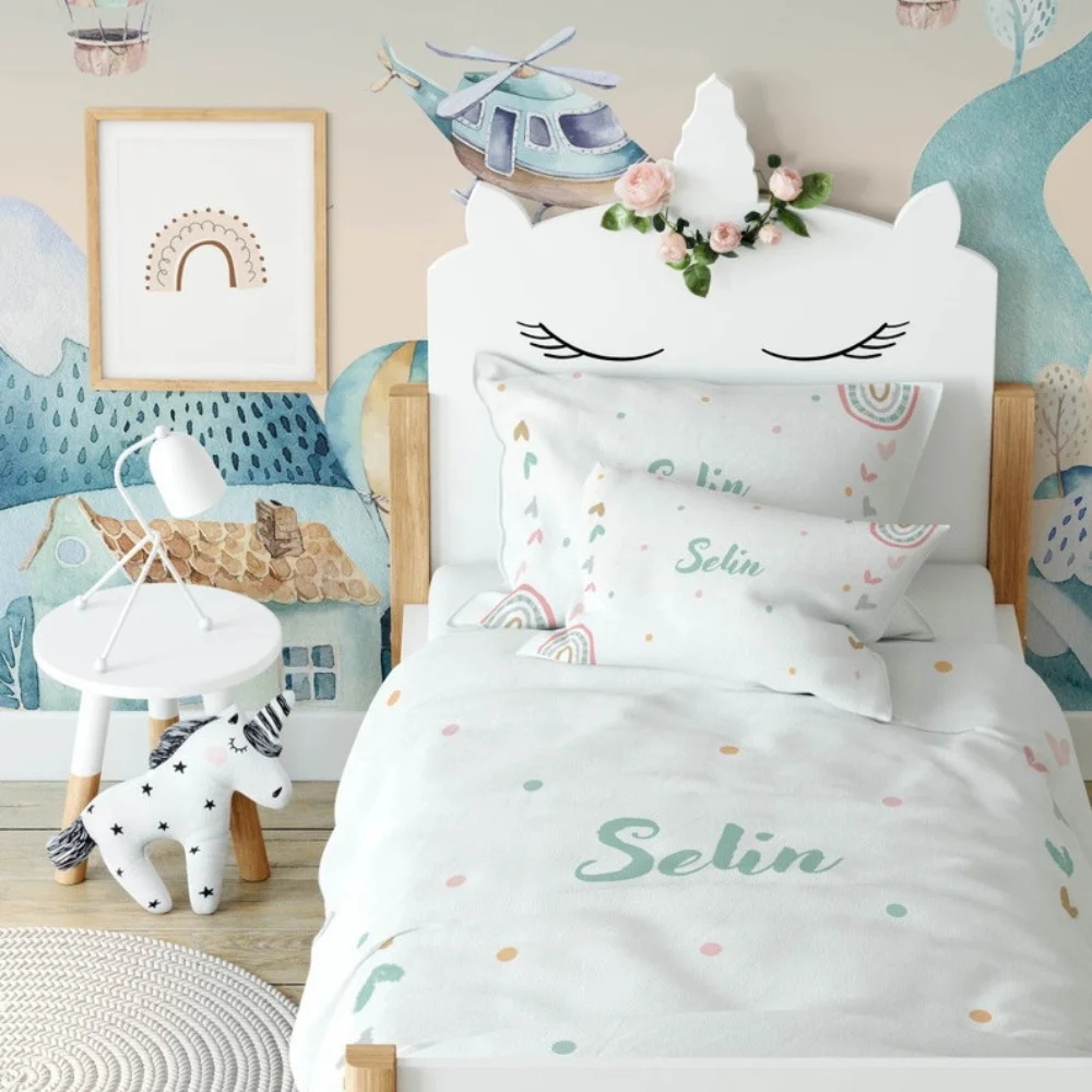 

Комплект постельного белья для девочек в кроватку радужной расцветки-комплект постельного белья для младенцев-детские постельные принадл...