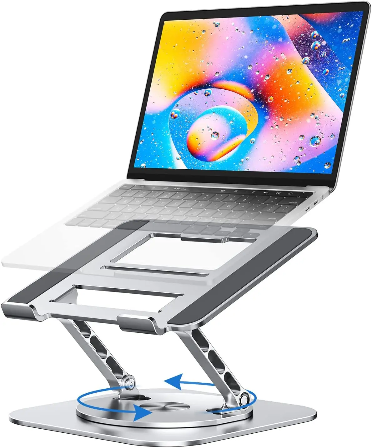 

Adjustable Laptop Stand for Desk, Ergonomic Laptop Riser with 360° Rotating Base, Foldable Notebook Computer Holder Stand Compat