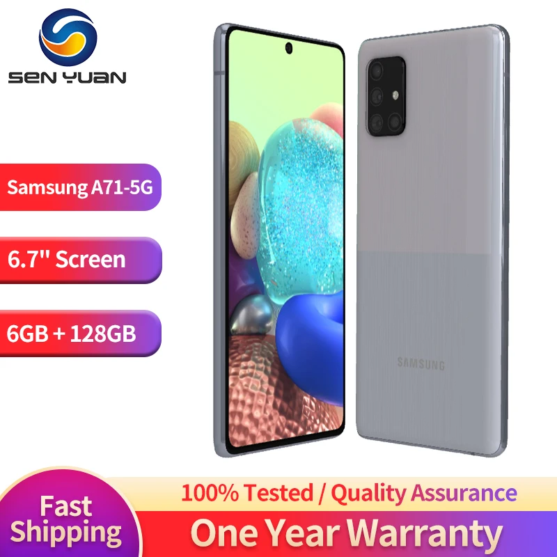 

Original Samsung Galaxy A71 A716U 5G Mobile Phone 6GB RAM 128GB ROM 6.7" AMOLED Screen 64MP+12MP+5MP+32MP Octa Core CellPhone