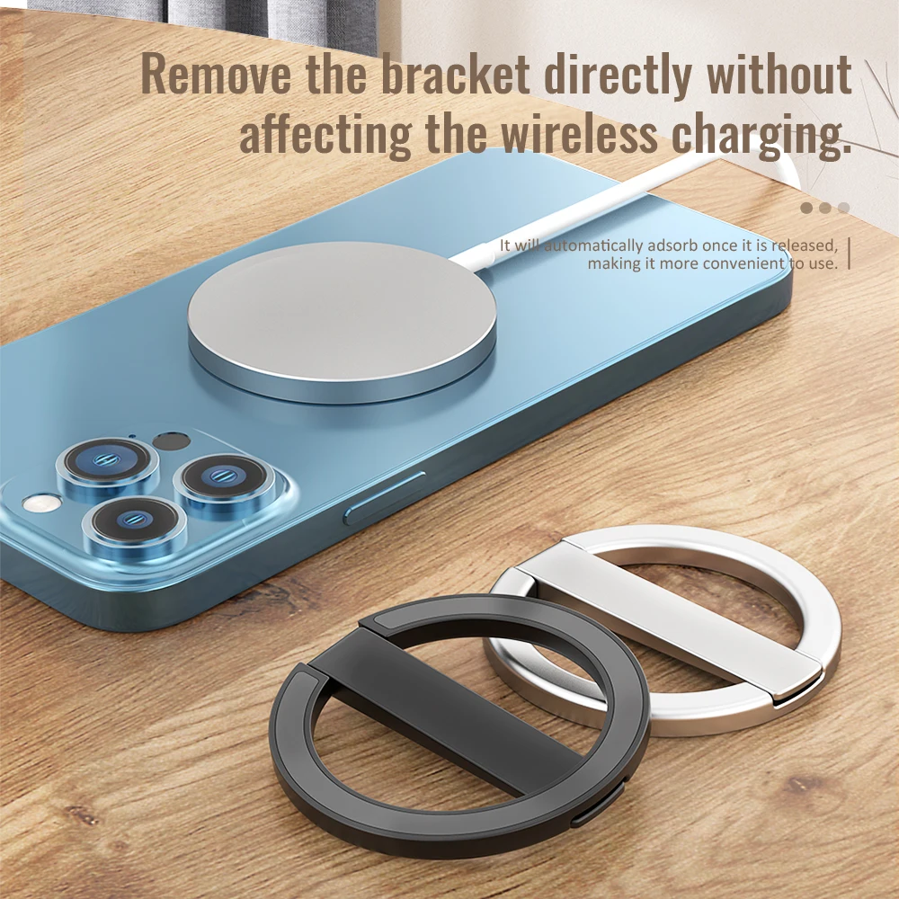 Phone Ring Holder for MagSafe, Metal Magnetic Phone Stand Phone Grip , Removable Wireless Charging Phone Finger Ring Grip