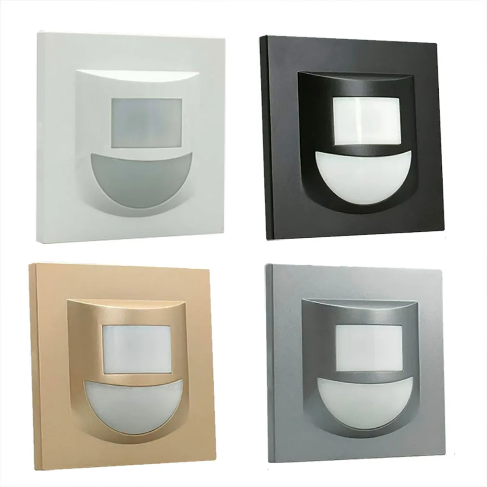 

86 Type PIR Led Sensor Light Black White Gold Embedded NightLights Wall Scone Lamp for Ladder Bedroom Home Decor
