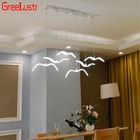 seagull pendant lights acrylic nordic led ceiling lamps art design hanging light fixture dining room home decor chandelier lamp