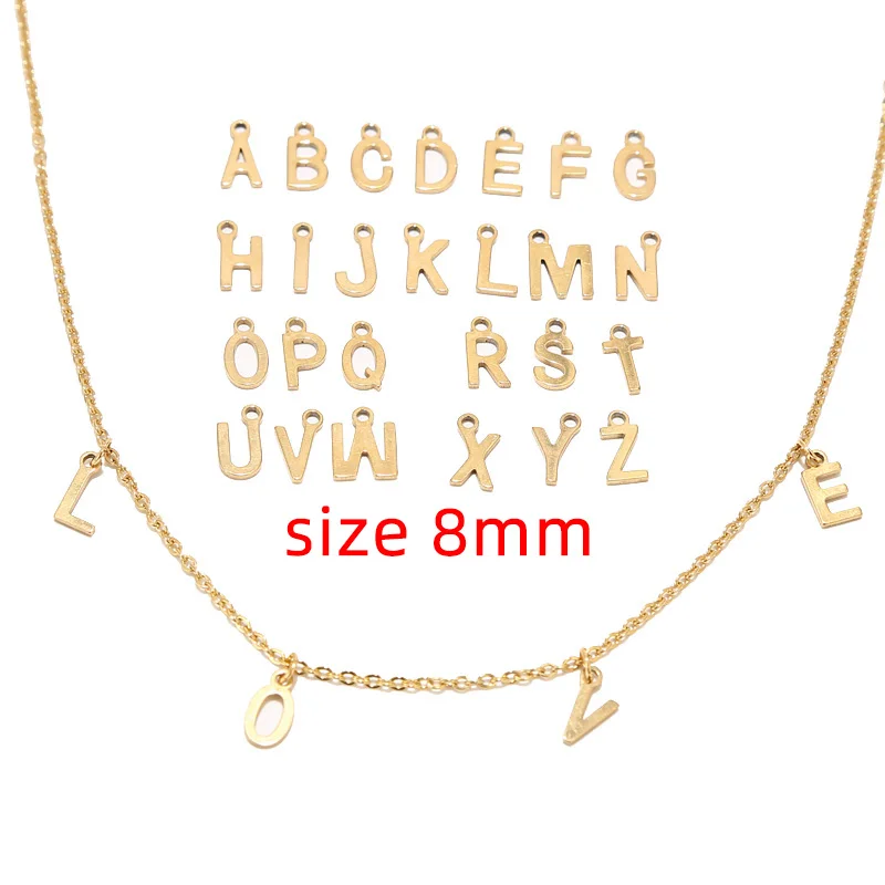 30pcs Stainless Steel Gold Letter Charm Beads Alphabet Loose Pendants Assorted for Personalized Bracelet Necklace Gifts Making - купить по