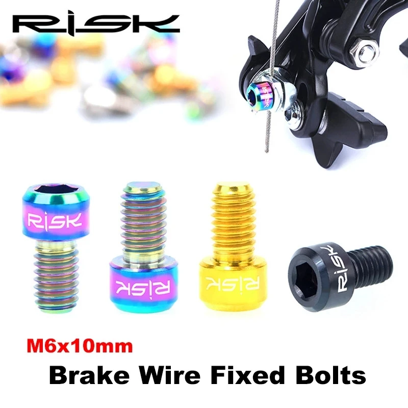 

Risk 2PCS M6x10mm Road C Bike Brake Fix Inner Line Screws TC4 Titanium Alloy MTB Wire Fixed Bolt Inner Cable Tube Pressing Screw