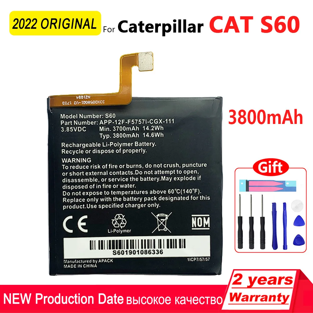 100% Оригинальный 3800 мАч S60 запасной аккумулятор для телефона Caterpillar Cat APP-12F-F57571-CGX-111