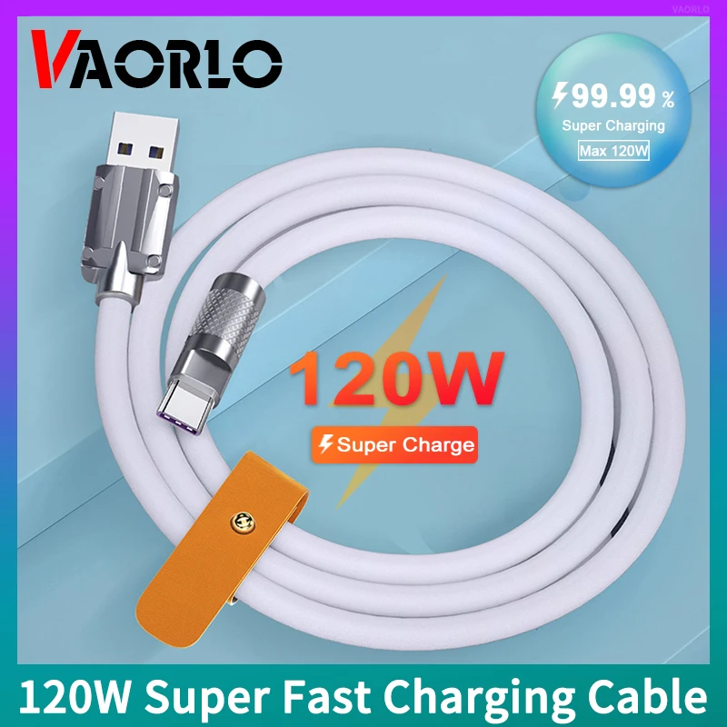 

120W Super Fast Charging Cable Metal Zinc Alloy Liquid Silicone Micro USB Type-C Charger Data Cable OD6.0 For iPhone Android