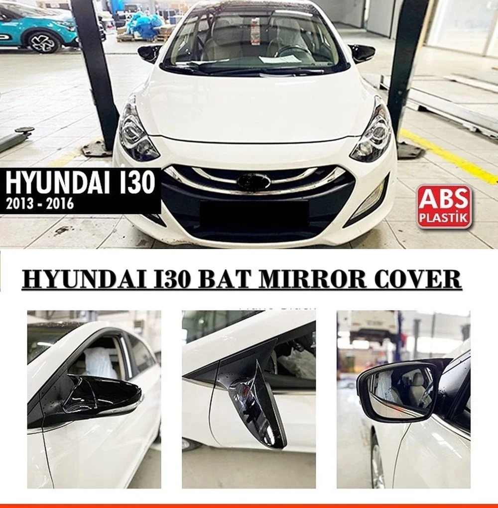 

For HYUNDAI I30 Bat Mirror Cover 2013 2014 2015 2016 Glossy Piano Black 2 Pieces Wing Car Styling Auto Accessory Universal Sport