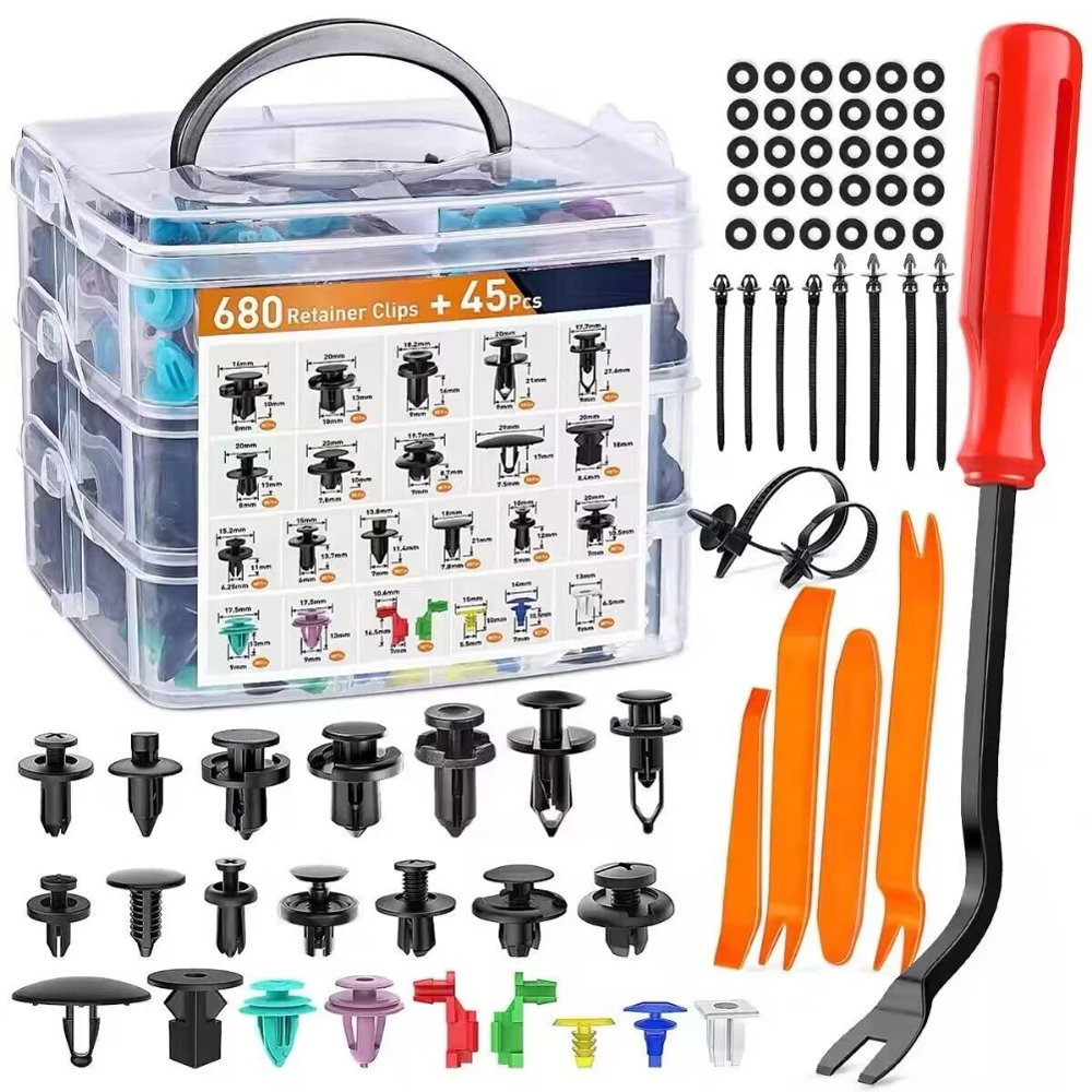 

680Pcs Auto Fastener Clips Car Body Push Retainer Pin Rivet Bumper Door Trim Panel Retainer Fastener Kit Auto Removal Tool Boxes