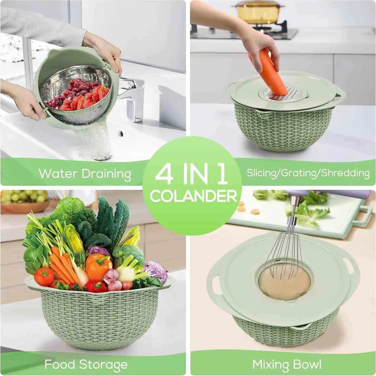 Вращающаяся двухслойная корзина для мытья овощей в скандинавском розовом стиле