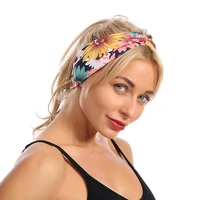 sunflower print headband new cotton wide headband elastic turban headwrap girls soft bandana hair accessories