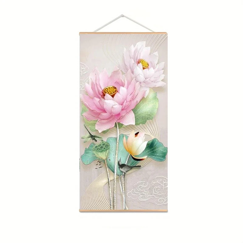 

Картина лотоса и птицы, Китайский стиль, на холсте, с рамкой