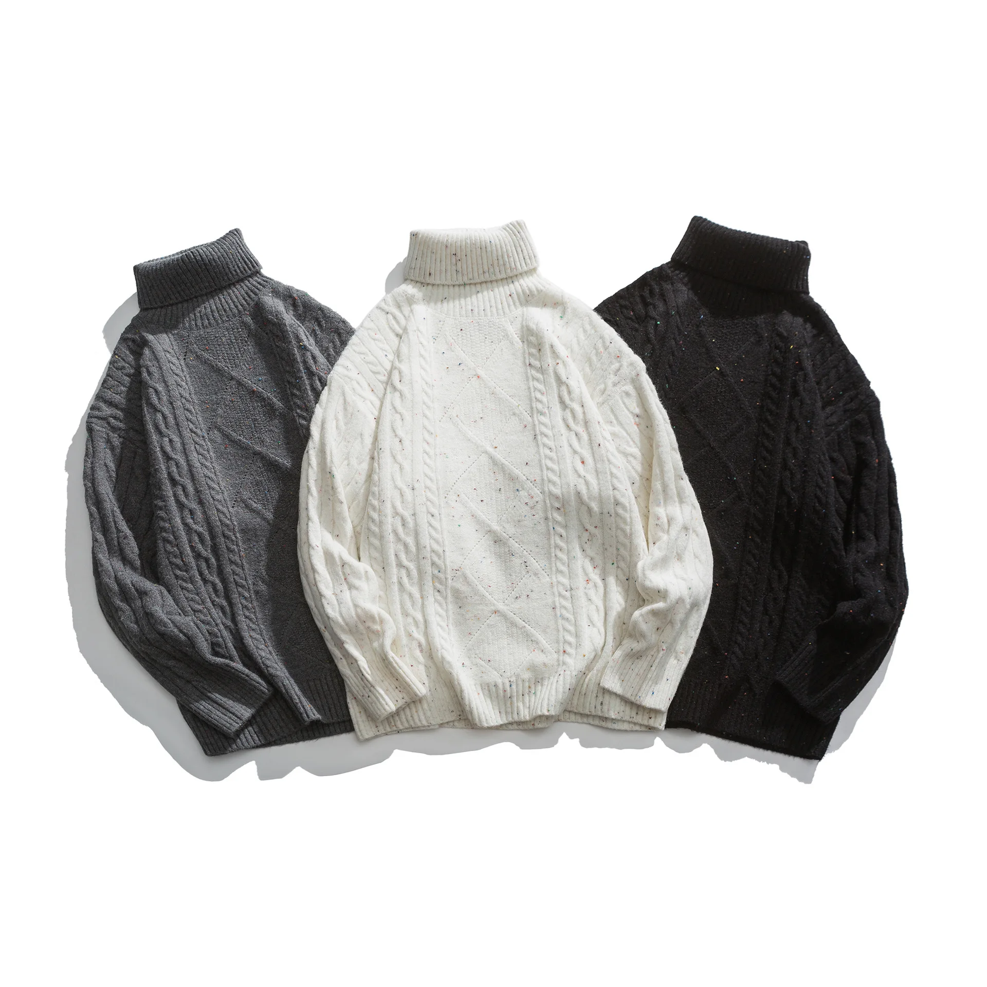 

2022 is the male and female autumn trend, casual loose retro solid solid color tiger high -neck sweater
