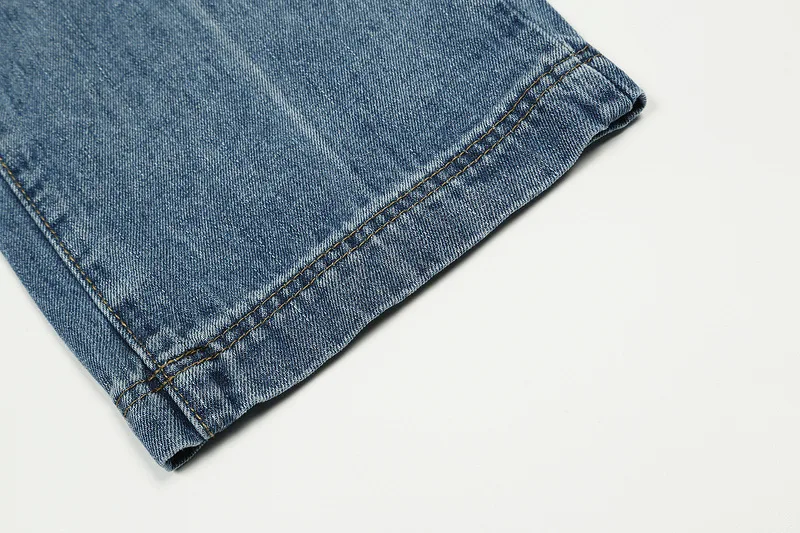 High Street Tide Retro Patchwork Pockets Washed Old Men'S Fall And Winter Casual Jeans