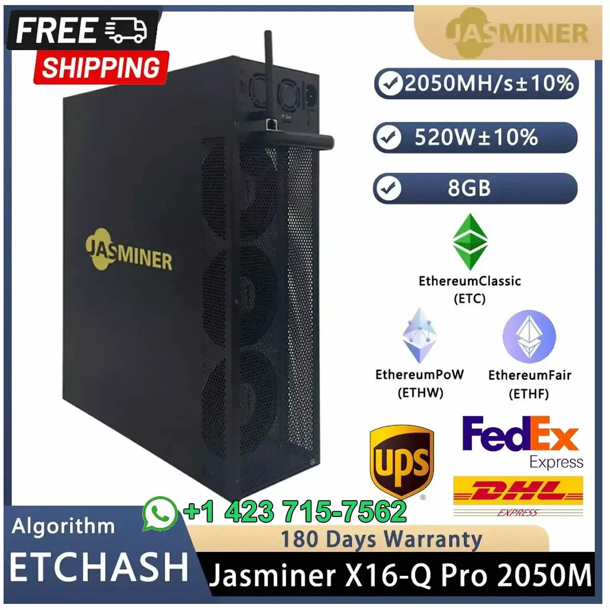 SM Купите 2 получите 1 бесплатно JASMINER X16-Q ETC Octa ETHW Miner 1950M 620W Ultra