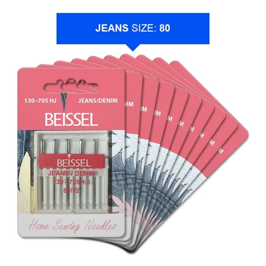 Иглы д/бытовых швейных машин для джинс. ткани (Jeans/Denim) 5 шт № 80 130-705 H-J/блистер BEISSEL |