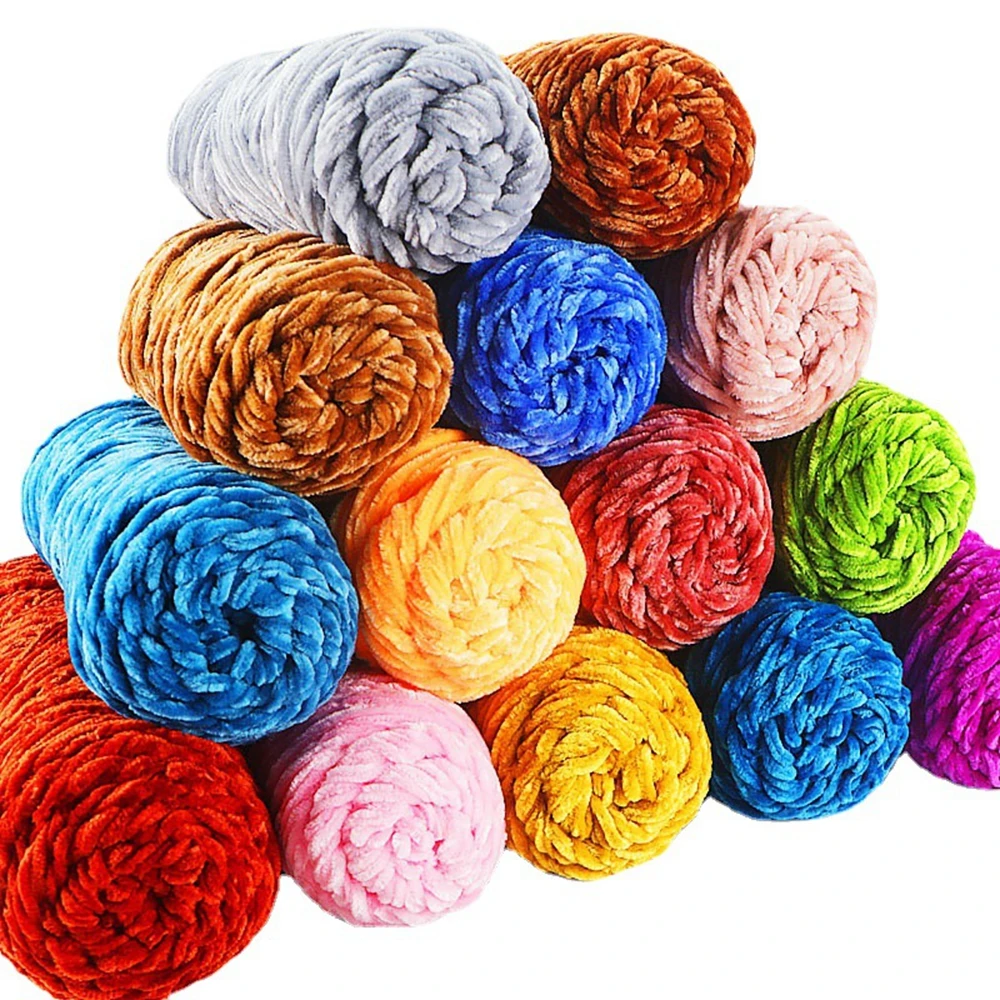 

95g Chenille Velvet Yarn Soft Blended Knitting Wool Crochet thread Handmade DIY Scarf Coat Baby Blanket 135M