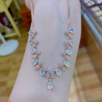 fine jewelry 925 sterling silver natural opal gemstone women faceted necklace clavicle chain marry got ngaged party girl gift