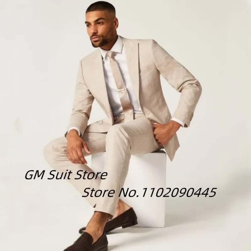 2022 Men's Blazer Handsome Casual Comfortable Solid Color 2-Piece Set (Blazer + Suit Pants) Double Breasted Wedding Party Dress